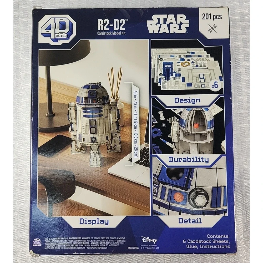 STAR WARS R2-D2 Puzzle 4D Build Model Kit 201pc Cardstock 4-D 3-D 3D 2023